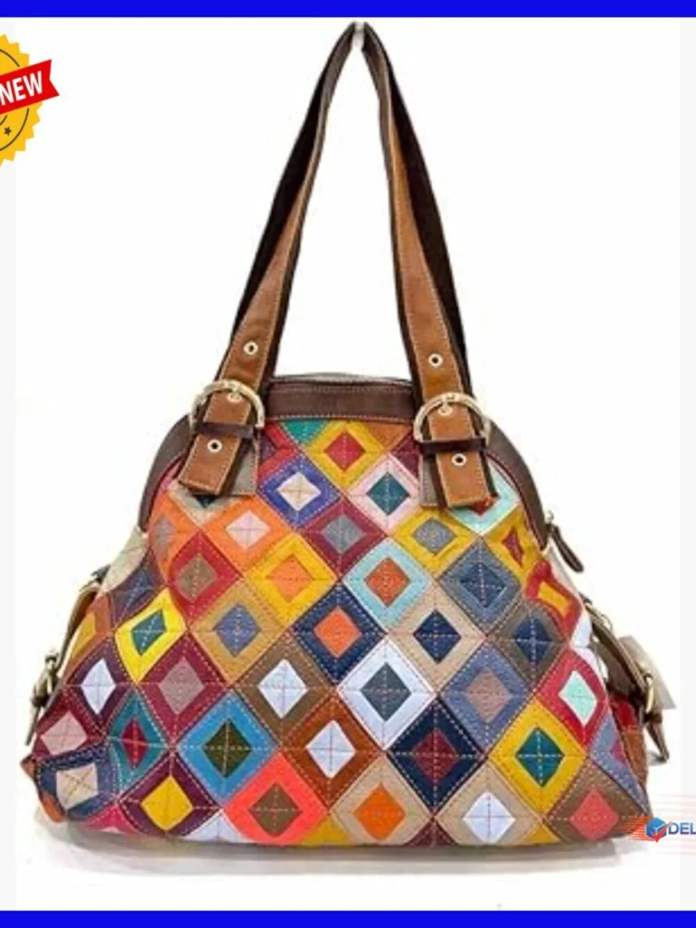 Genuine Leather Hobo Bag with 3D Flowers, Multi-Pocket Design, Adjustable Strap